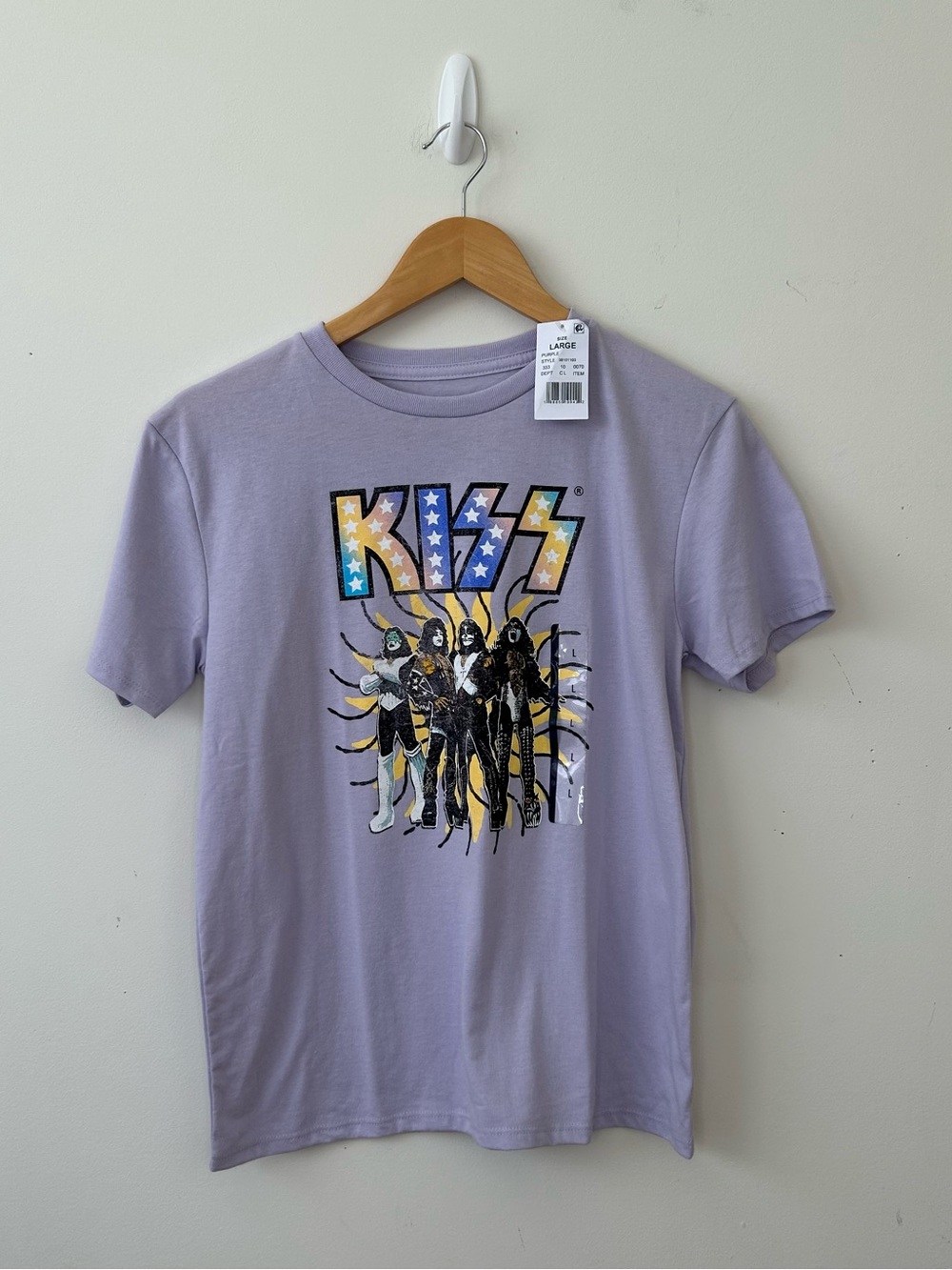 KISS Band Graphic T-Shirt Kids Large NWT Purple Official Licensed Rock Music Tee